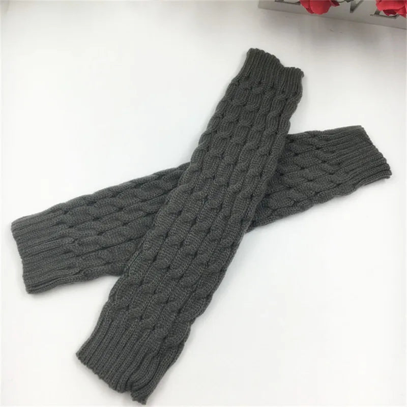 Women's Leg Warmer Lolita Long Socks Knitted Keep Warm Foot Cover Ladies Autumn Winter Black White Twist Crochet Socks Boot Cuff