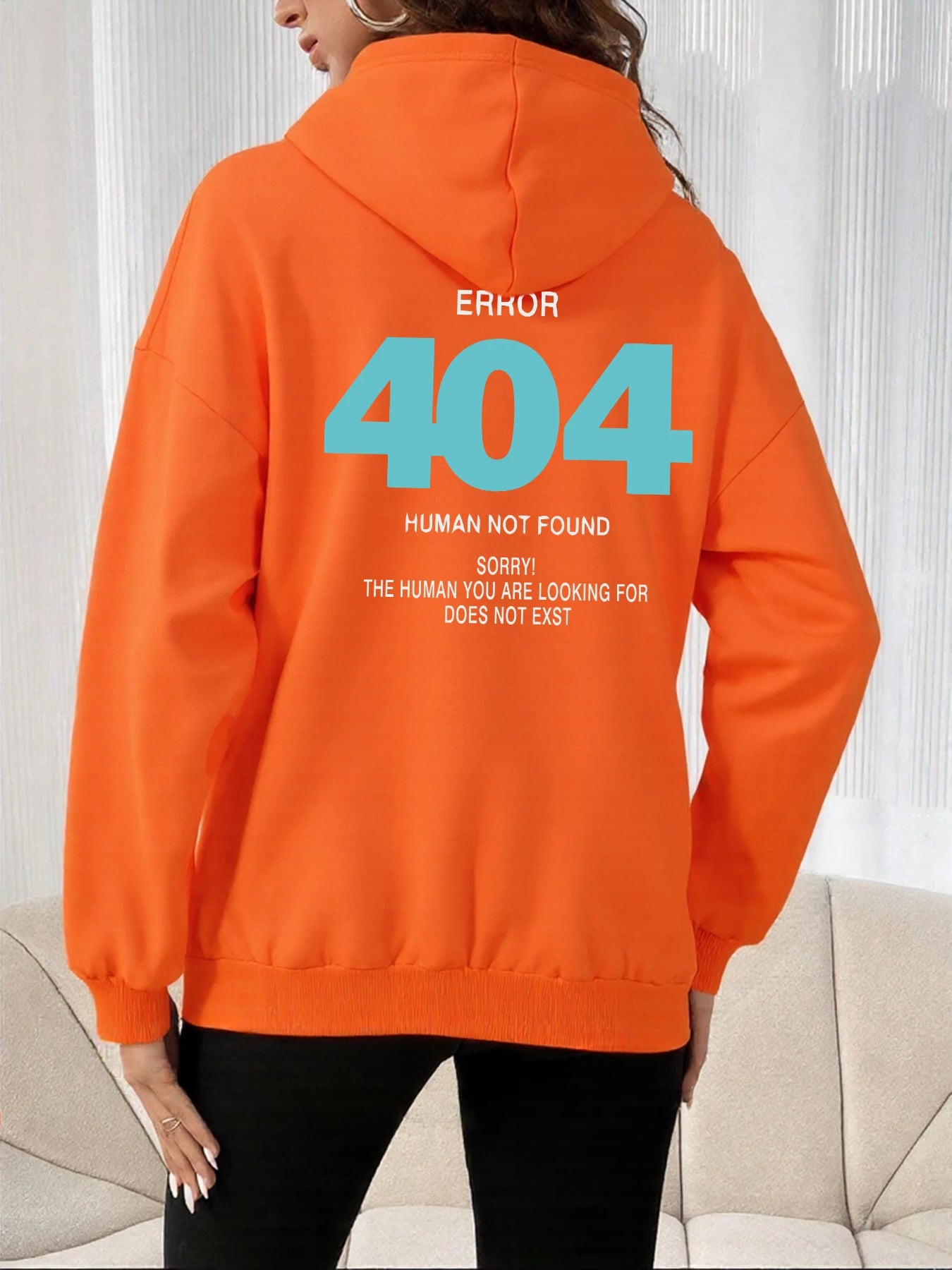 Women's Hoody Error 404 Human Not Found sorry Prints Hoodies Fleece Long Sleeve Oversized Clothes Hip Hop Street Pullover