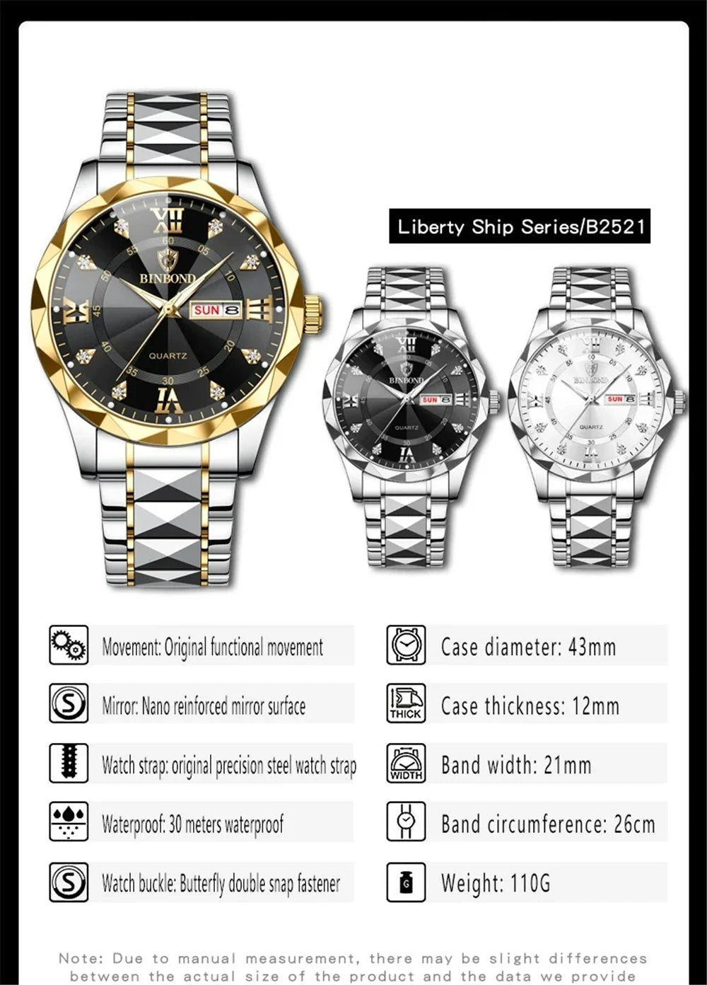 Watch For Men Original Top Brand All Black Stainless Steel Men's Wristwatch Classic Business Waterproof Japan Movement