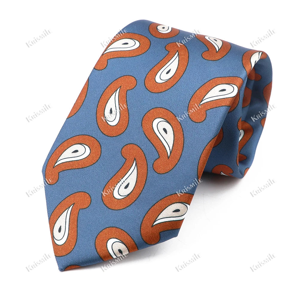 New Design Bohemian Style Necktie For Men Silk Touch Soft Blue Red Yellow Necktie Fit Wedding Party Business Office Accessory