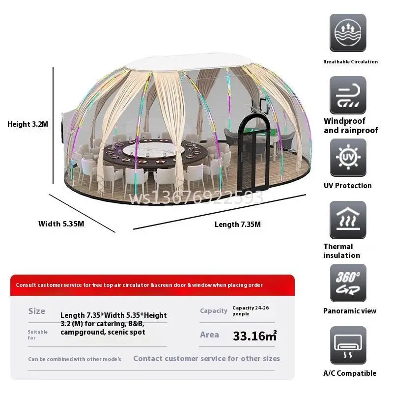 Transparent Shelter Tent Outdoor Camping Waterproof PVC Panoramic View Spacious Interior Portable Foldable Weather Resistant
