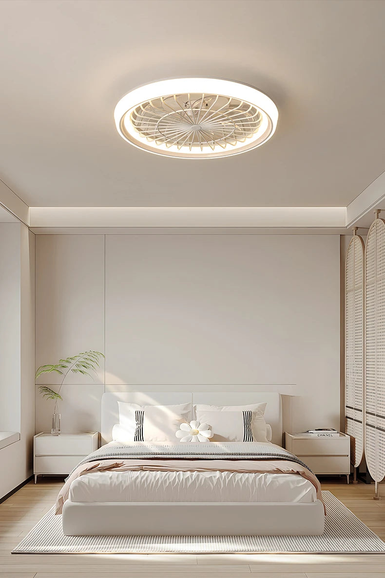 New Ceiling Fan Light Living Room Bedroom Modern and Simple Home Intelligent Remote Control Restaurant LED Fan Light