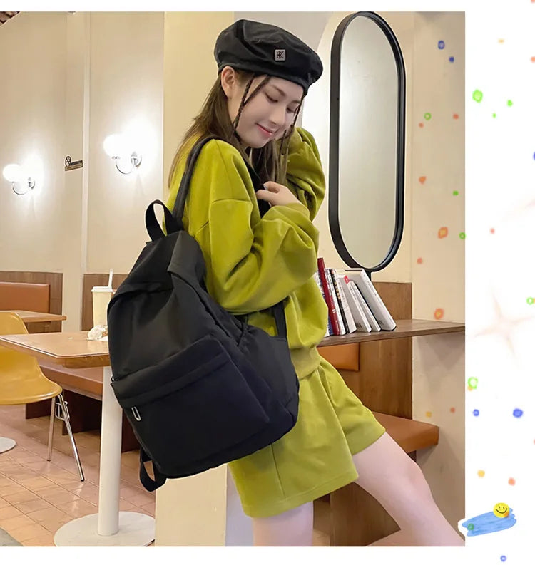 Fashion Canvas Backpack for Women Anti-theft School Shoulder Bag for Teenage Girls New Style Female School Backpack