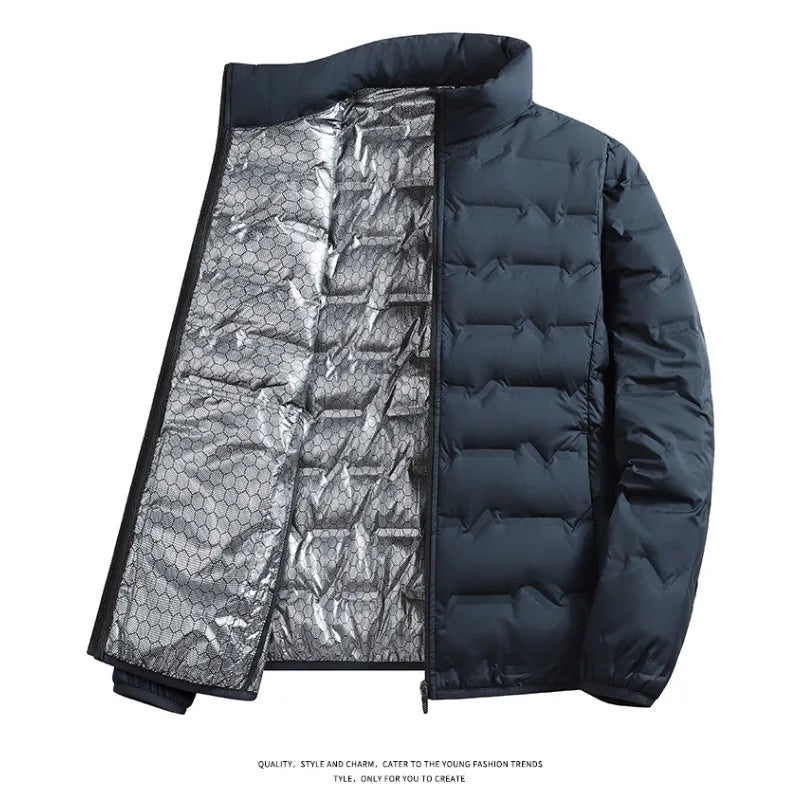 CHUJIEMen's autumn and winter graphene material warm and casual lightweight cotton jacket men's coat