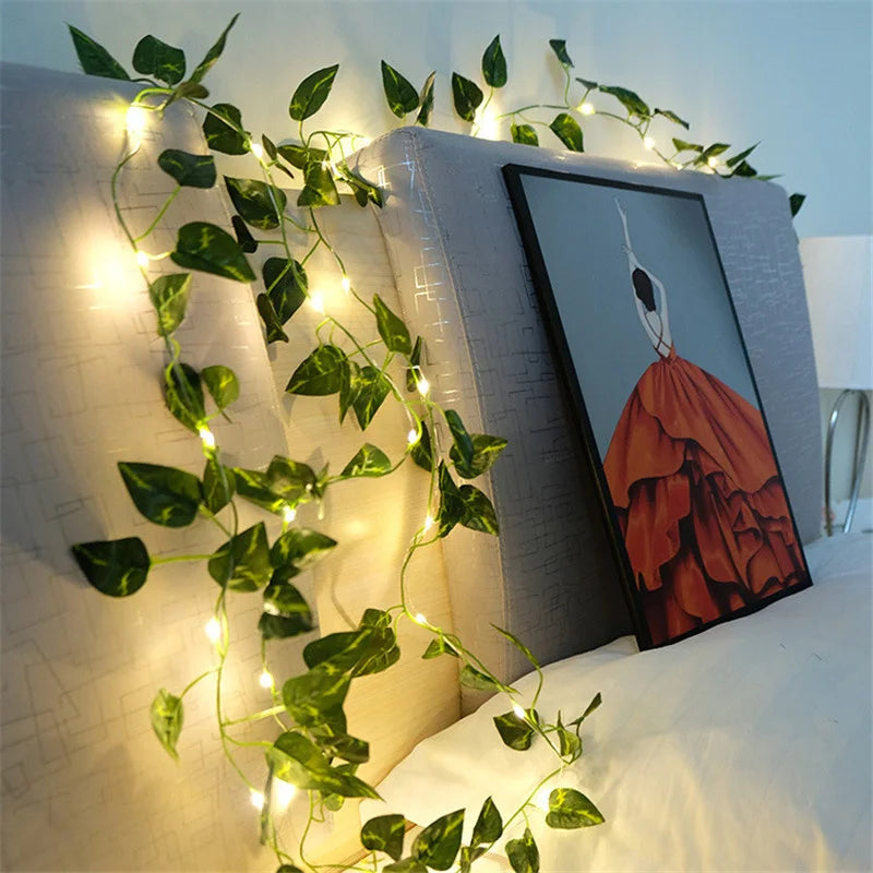 Ramadan Decoration 2025 LED String Lights 2M/5M/10M Maple Leaf Wedding Garland Christmas Fairy Light for Home Bedroom Wall Patio