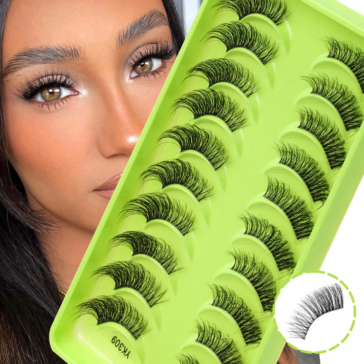 YSDO 3/7/10 Pair Half Eye Lashes Soft Natural Fake Lashes Look Short Wispy Clear Band Fox Eye Lash Faux 3d Mink Eyelashes Makeup