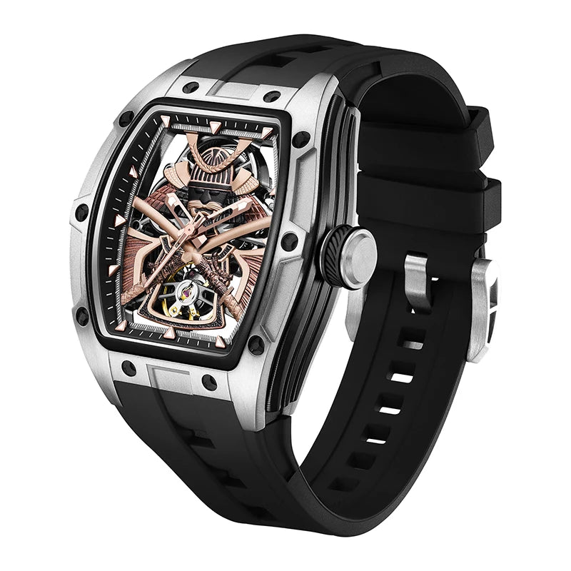 Automatic Movement Mechanical Watches for Men Fashion Black-warrior Hollow High Quality Waterproof Mens Watch Reloj Hombre