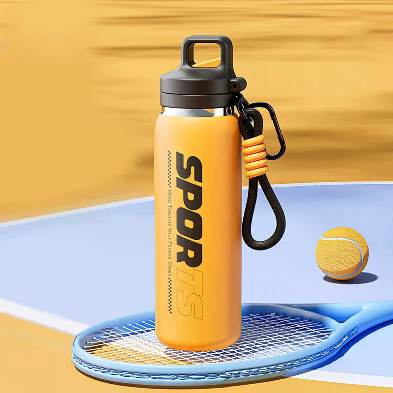 New Insulated Water Bottle, Portable, Unisex, Outdoor Cycling Water Bottle, One Lid, Double Drinking Straw.