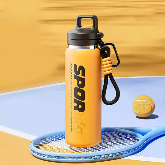 New Insulated Water Bottle, Portable, Unisex, Outdoor Cycling Water Bottle, One Lid, Double Drinking Straw.