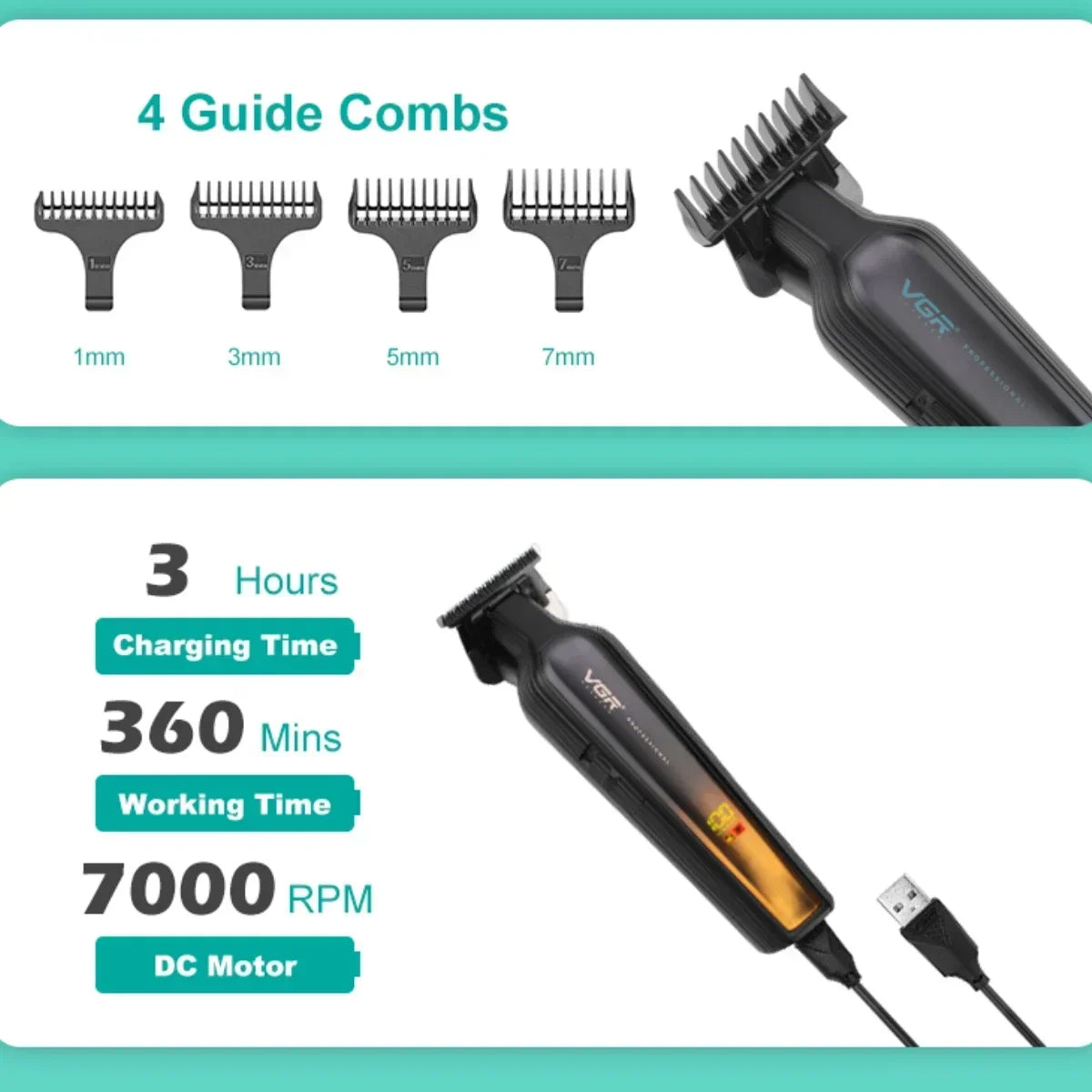 VGR Hair Trimmer Professional Beard Hair Clipper Rechargeable Hair Cutting Machine Electric Trimer for Men V-930