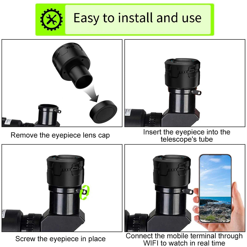 Upgraded 4K HD WIFI Electronic Eyepiece Astronomical Telescope Camera 5 Million Pixel Full-Color Bird-Watching Telescope