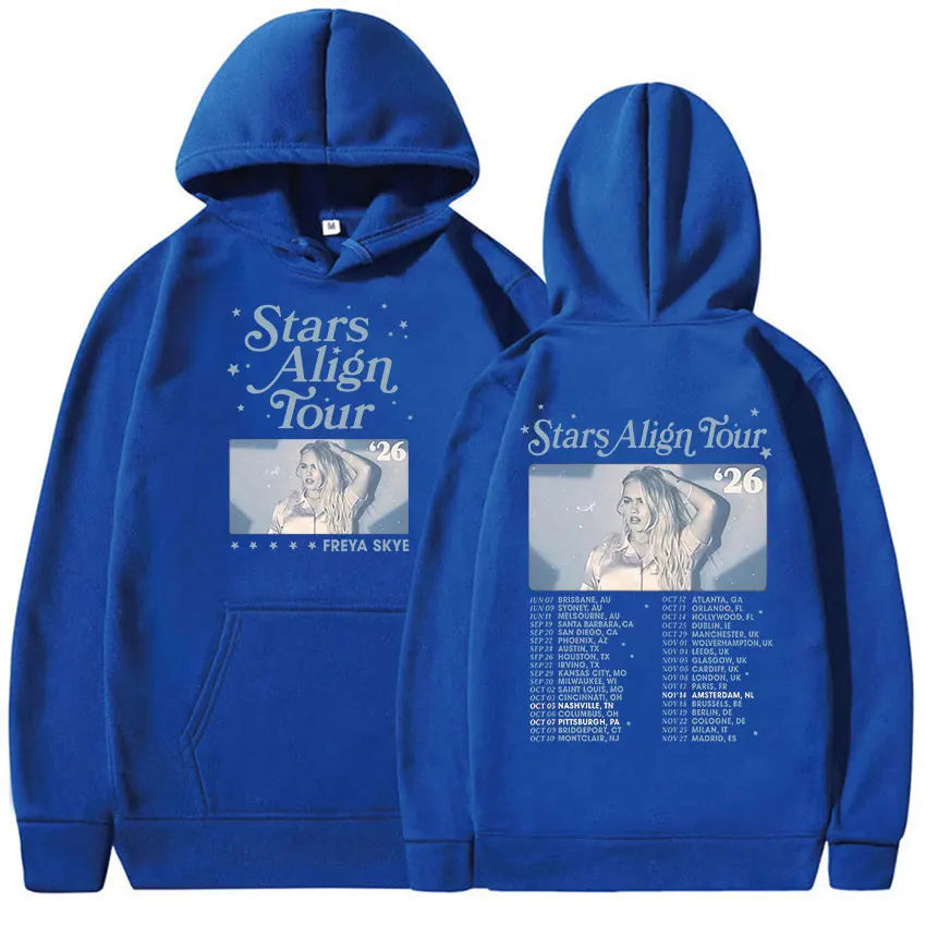 Freya Skye Stars Align Tour 2026 Print Hoodie Men Women Fashion Oversized Vintage Sweatshirt Fleece Clothing Long Sleeve Hoodies