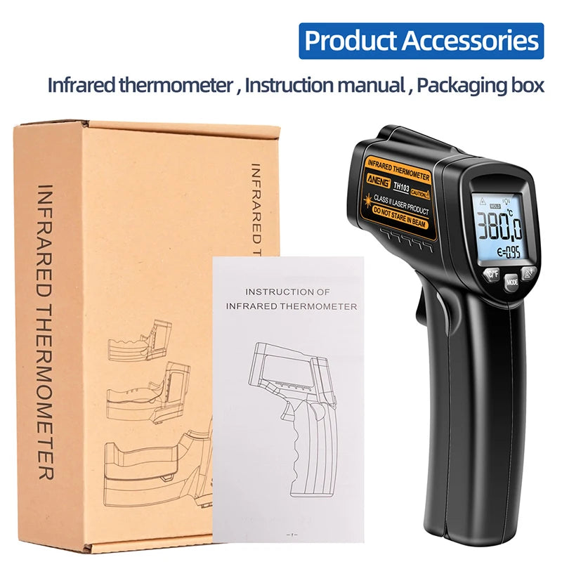 Infrared Thermometer Laser Temperature Gun -20℃~380℃  -4℉~716℉ Digital Ir Thermometer Temp Gun Heat Gun For Barbecue Cooking
