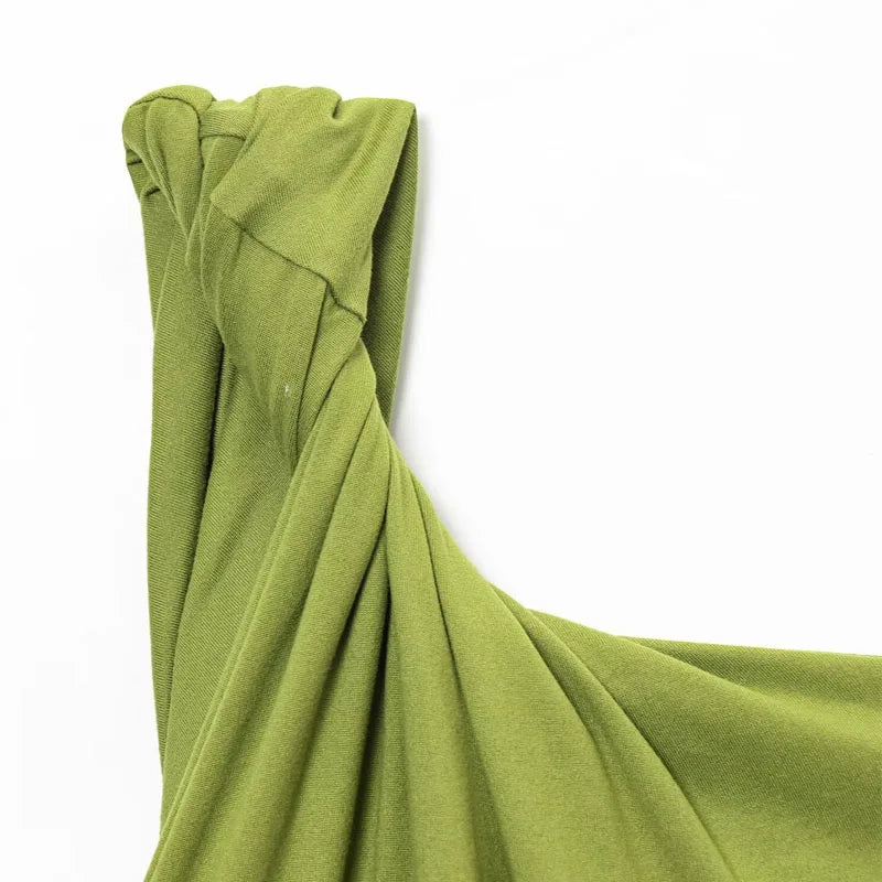 Top Women Summer Tank Sleeveless Top With Open Back Ruffled Asymmetrical Slip Top Sexy Street Style CasualOversize Green Tops