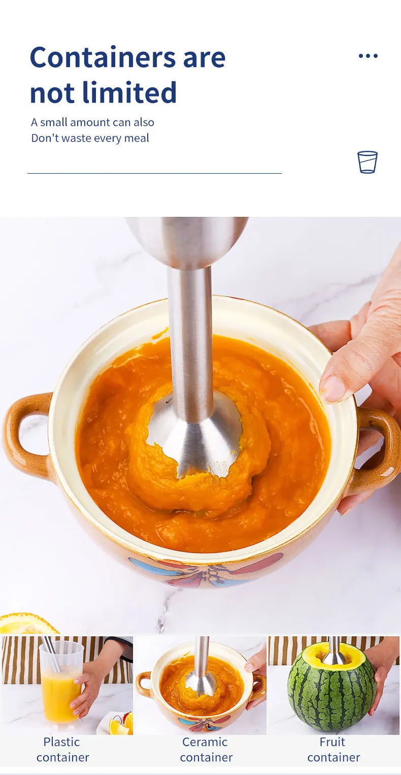 400W Handheld Electric Food Blender 2 Speed Fruit Vegetable Food Mixer Egg Beater Stainless Steel Grinder Home Appliances EU
