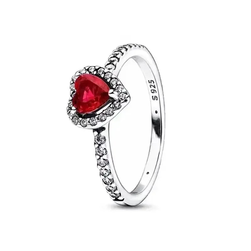 925 Sterling Silver Latest Multiple Colors Sparkling Heart-shaped Ring - Luxurious Exquisite Charm Jewelry Surprise Memorial Gif