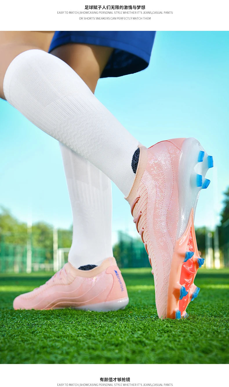 New Men's Soccer Shoes Professional Football Boots Non-Slip Cleats FG/TF Grass Outdoor Training Athletic Sneakers