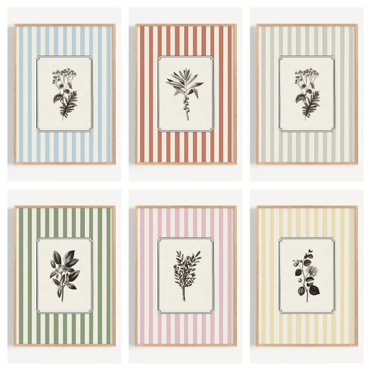 Unframed Plants Stripes Canvas Wall Art - Minimalist Nature Line Drawing Prints Canvas Posters for Office & Bedroom Decortions