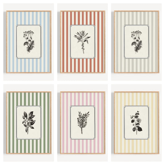 Unframed Plants Stripes Canvas Wall Art - Minimalist Nature Line Drawing Prints Canvas Posters for Office & Bedroom Decortions
