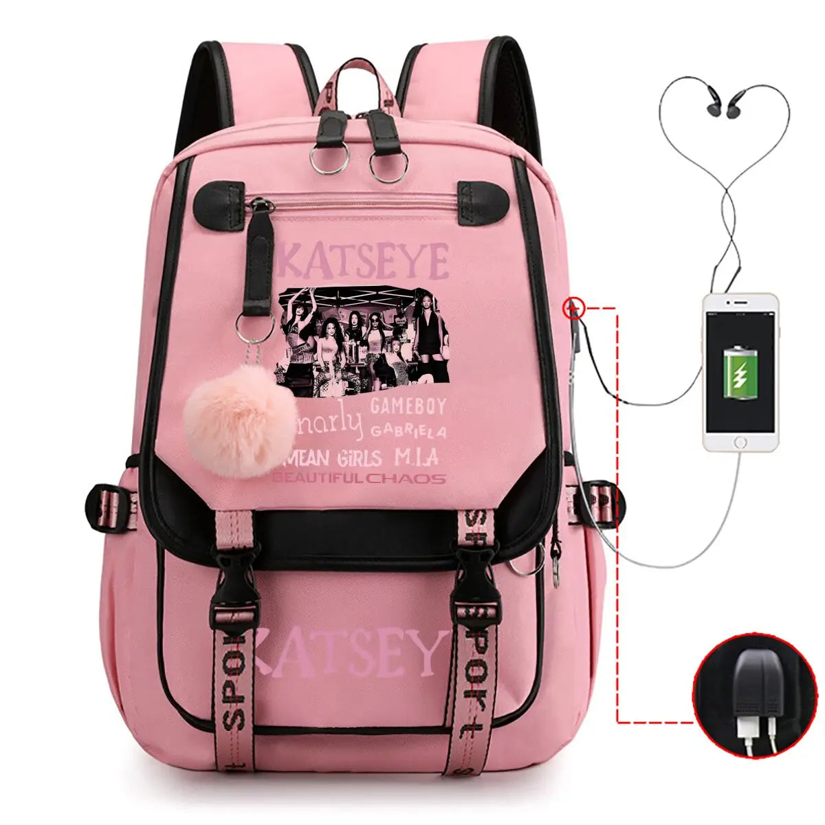 Trendy Girl Group School Bags for Students Girls Large Capacity Travel Book Bag Usb Charging Laptop Backpack Children Backpacks