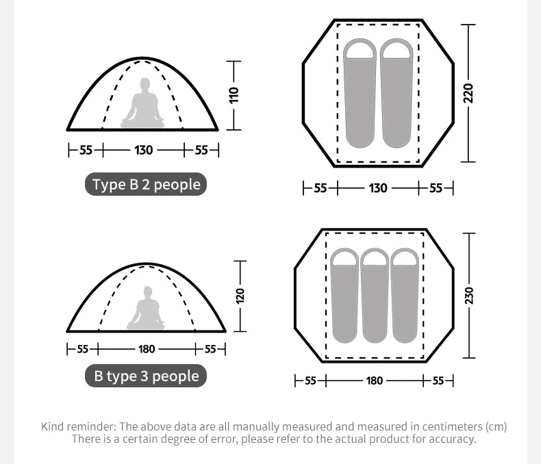 Naturehike  2026 Tents 2-3 People Bleik  Outdoor Hiking Mountain Camping Tent Travel 210T Polyester Waterproof Sunshade Shelter