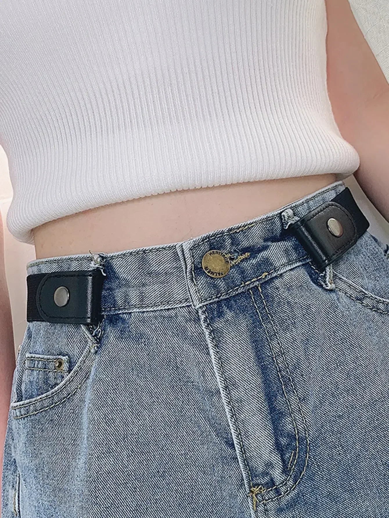Buckle-Free Belt For Jean Pants,Dresses,No Buckle Stretch Elastic Waist Belt For Women/Men,No Bulge,No Hassle Waist Belt
