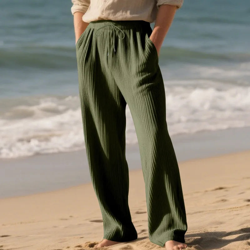 European and American Independent Station Men's Casual Trousers Loose Straight Pants Pit Strips Jacquard Wide Leg Pants