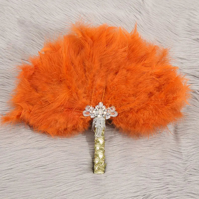 Western Wedding Bride Holding Fan, Big Round Feather Fan, Stage Performance, Dance Fan, Photography Prop, Wedding Supplies