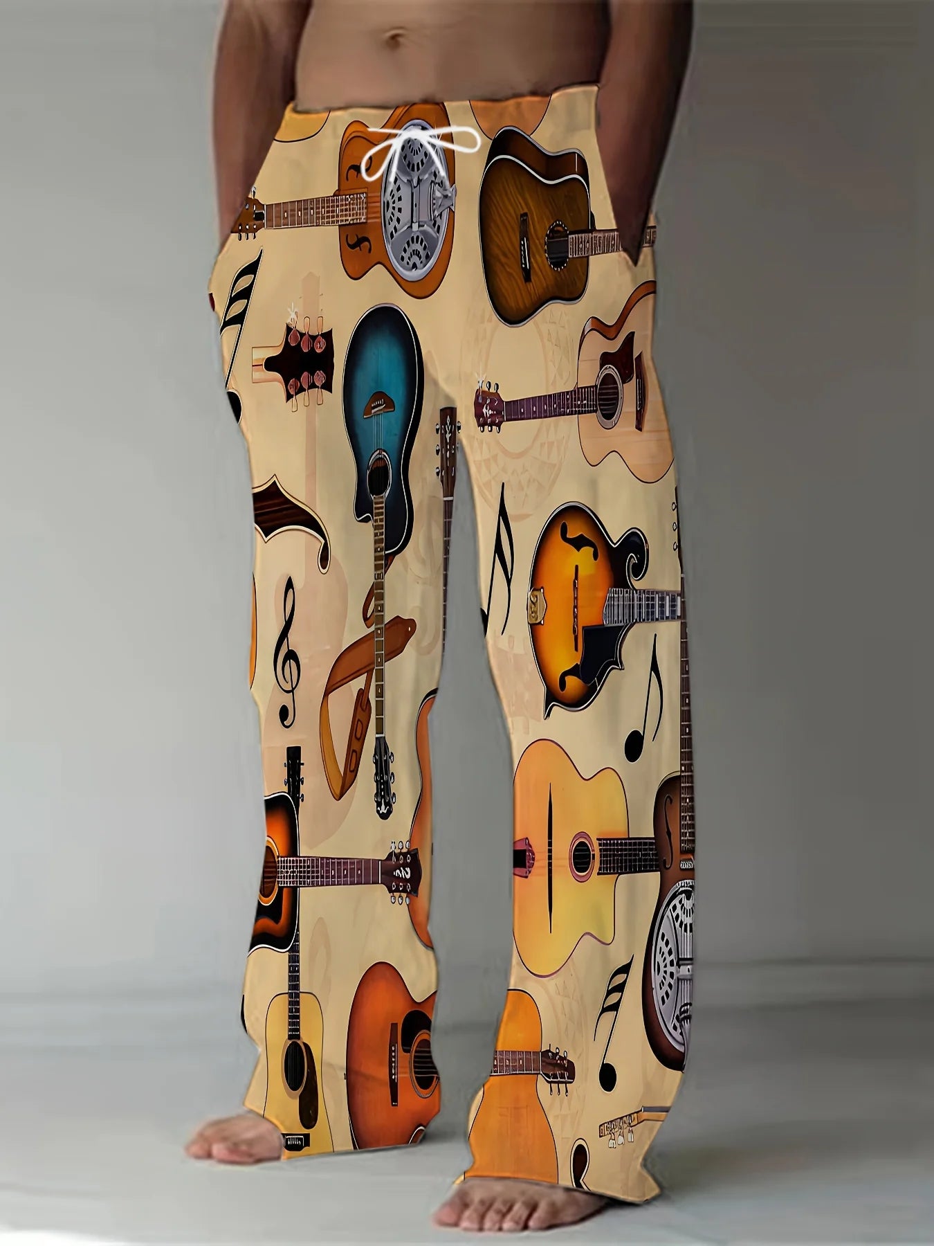 2025 New Men's Pants, Summer Beach Pants, Drawn-out Pocket Casual Pants, Abstract Texture Printed Men's Pants, Cheap Roupa