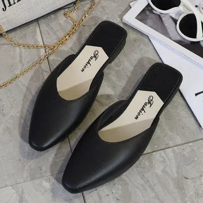 Women's Summer Outdoor Wear Pointed Toe Faion Mule Slippers Flat Bot f Cover Single oes mat Sle Daily Use ...