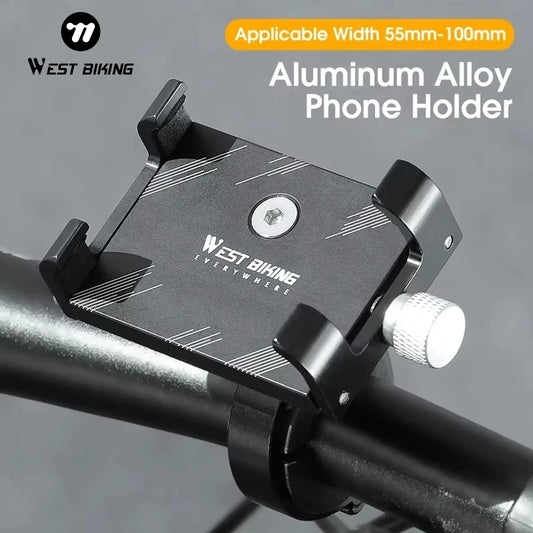 WEST BIKING Cycling Phone Holder Lightweight Aluminum Alloy Bike Handlebar Phone Bracket Phone Mount MTB Road Bike Accessories