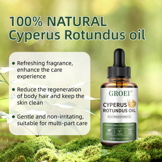 60ml Natural Organic Cyperus Rotundus Oil for Hair Growth Reduction, Post-Shave Care, Vegan & Non-Irritating Skin Moisturizer