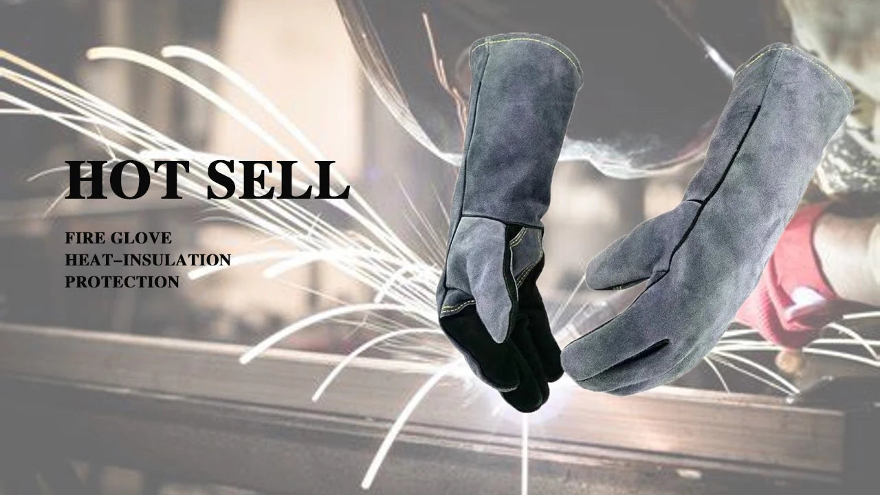 Welding Gloves,Tig/Mig Welding Glove,BBQ Oven Glove,guantes para soldar, Heat- Insulated Mittens