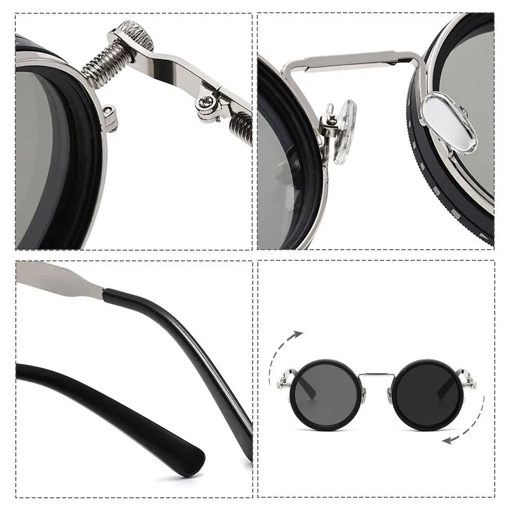 Polarized Round Sunglasses Men ND9 Adjustable Dimming Sun Glasses Women Retro Punk Fishing Eyeglasses Outdoor Shades UV400