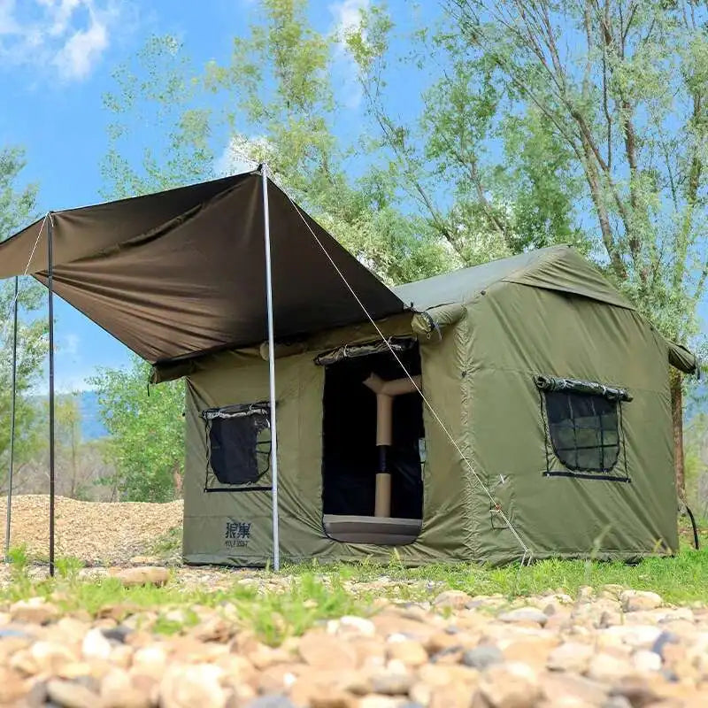 Outdoor Roof House InfIatable Camping Tent For 5-8 Person With Canopy Oxford Cloth