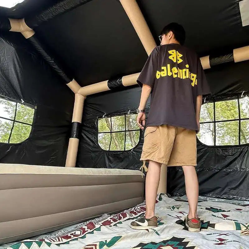 Outdoor Roof House InfIatable Camping Tent For 5-8 Person With Canopy Oxford Cloth