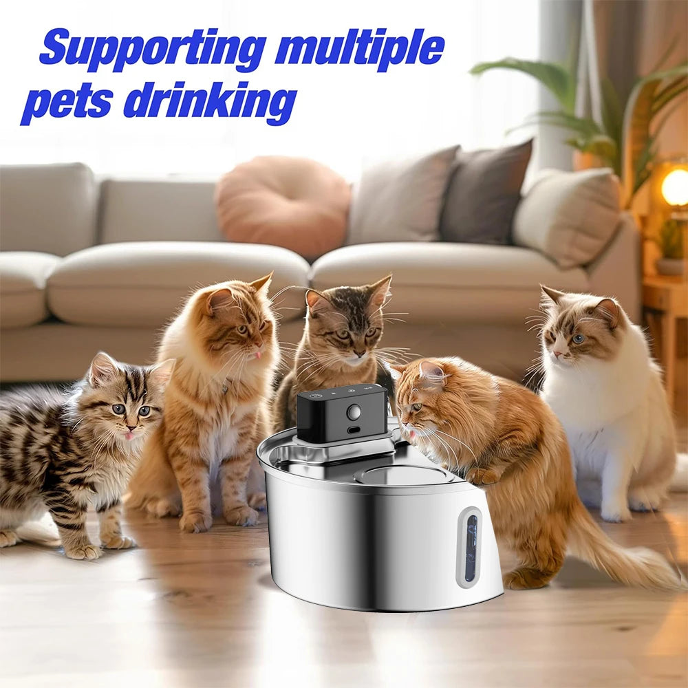 Stainless Steel Wireless Cat Water Fountain 4000mAh Pet Water Dispenser For Dog Cat Infrared Sensor Smart Pet Drinkier Fountain