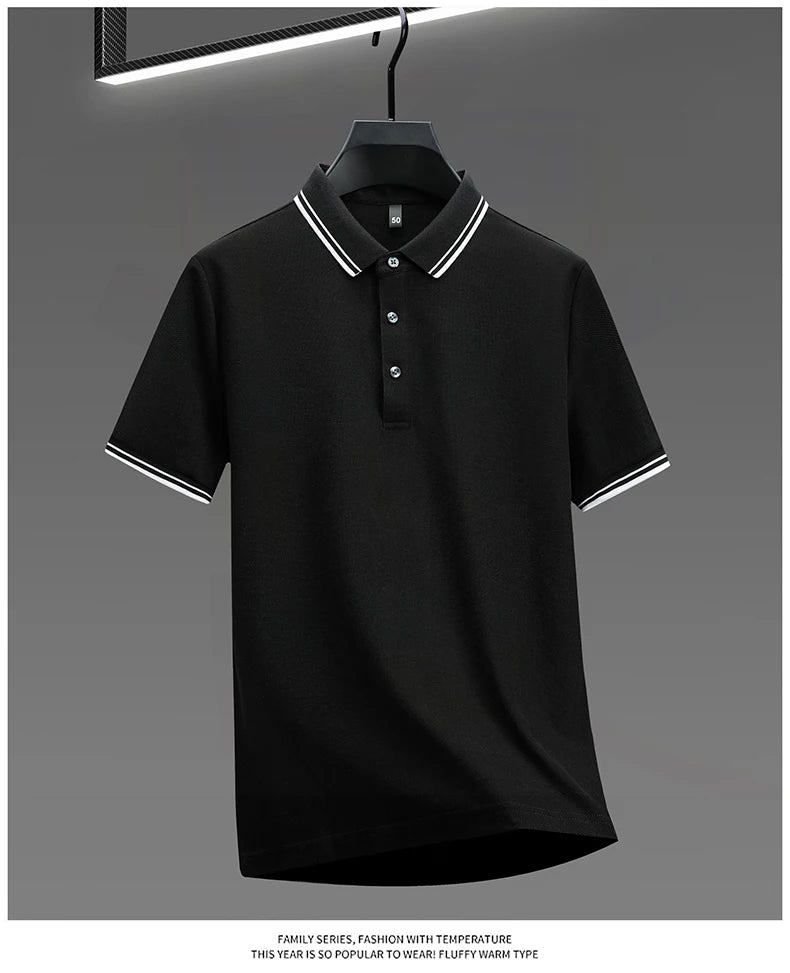 100% pure cotton men's polo shirt summer fashion casual short sleeved comfortable luxury new simple solid color lapel T-shirt