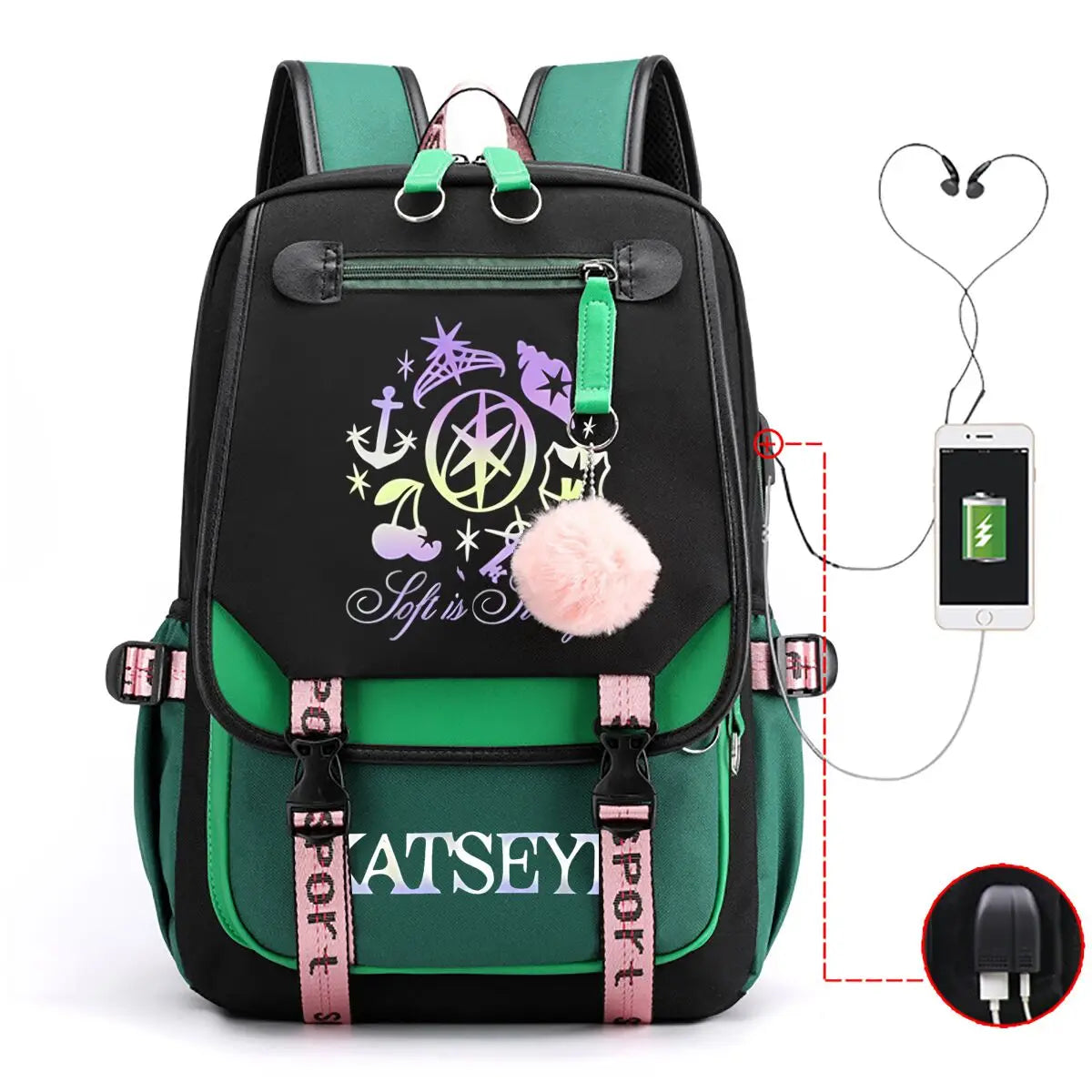 Trendy Girl Group School Bags for Students Girls Large Capacity Travel Book Bag Usb Charging Laptop Backpack Children Backpacks