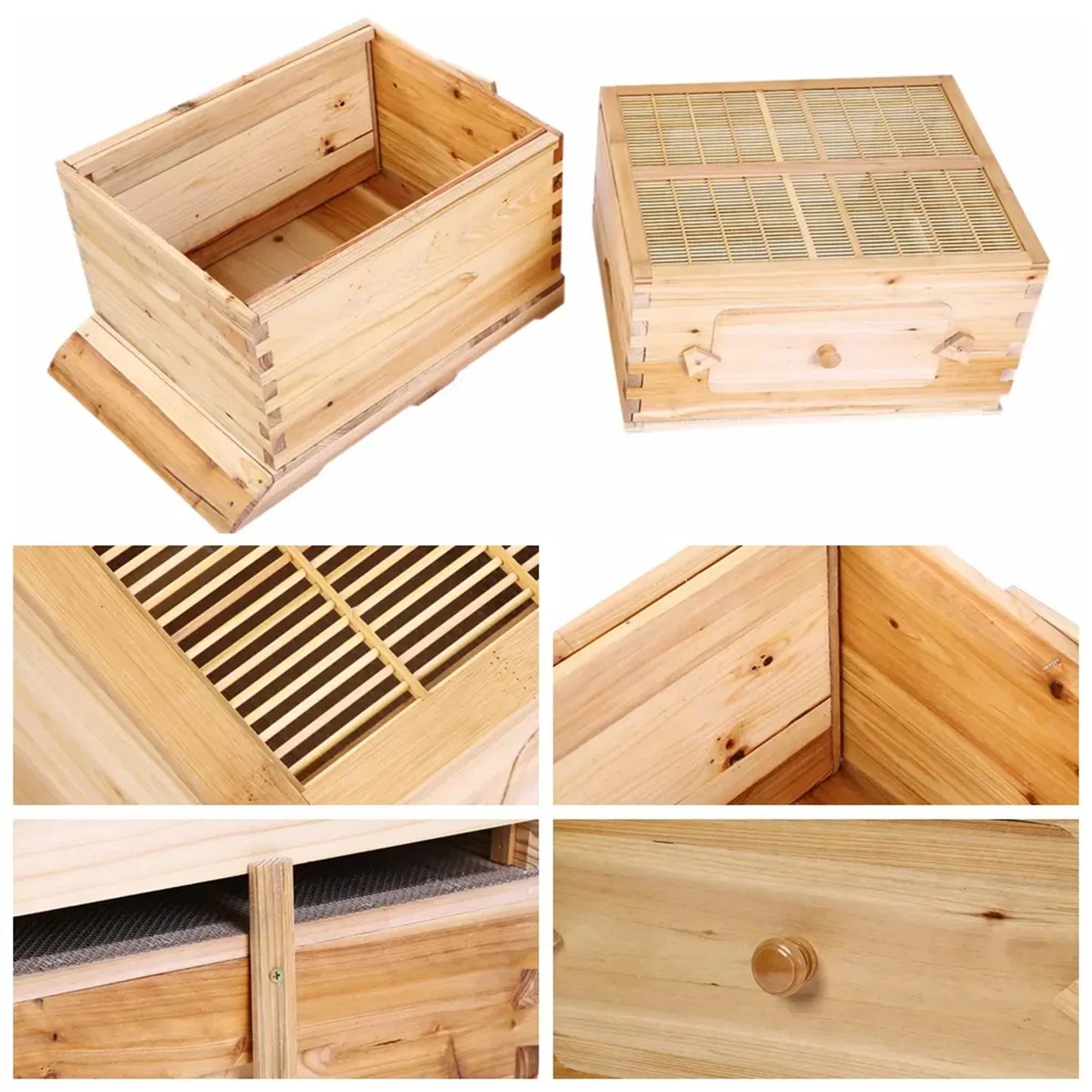 Automatic Wooden Bee Hive House with 7 Nest Wooden Bees Box Beekeeping Equipment Beekeeper Tool for Bee Hive Supply 66x43x26cm