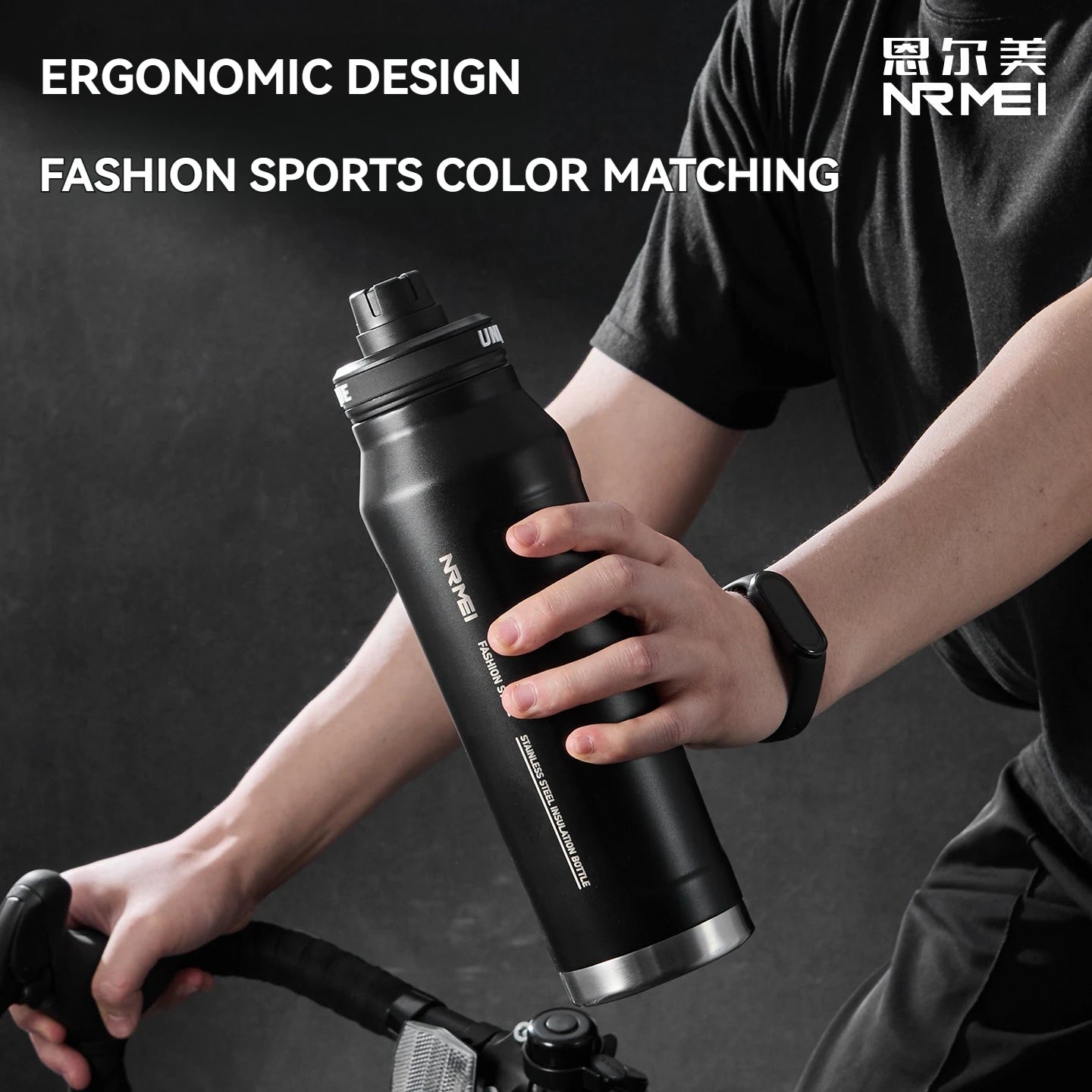 1L Insulated Stainless Steel Bottle Thermos Water Cup Qutdoor Sports with Handle Vacuum Double Wall Flasks