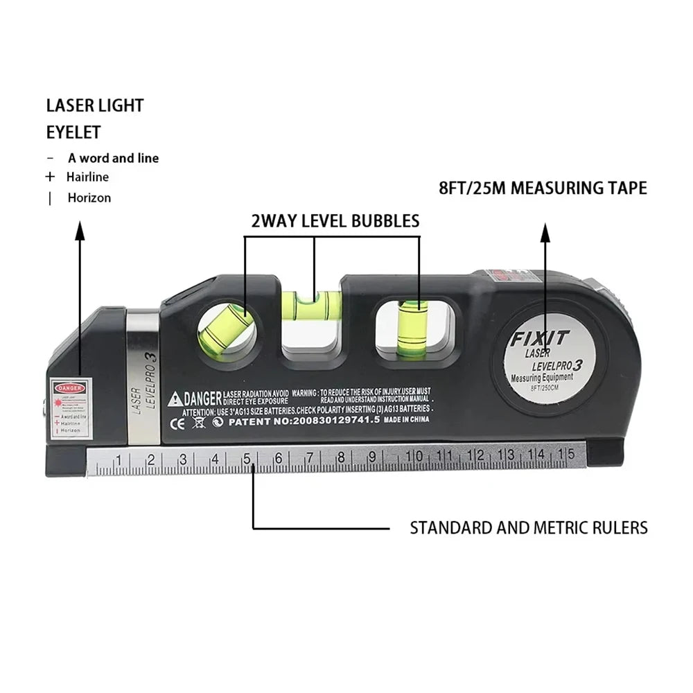 High Precision Infrared Laser Leveling Instrument Multi-functional Marking Line Measurement Tool for DIY Home Improvement