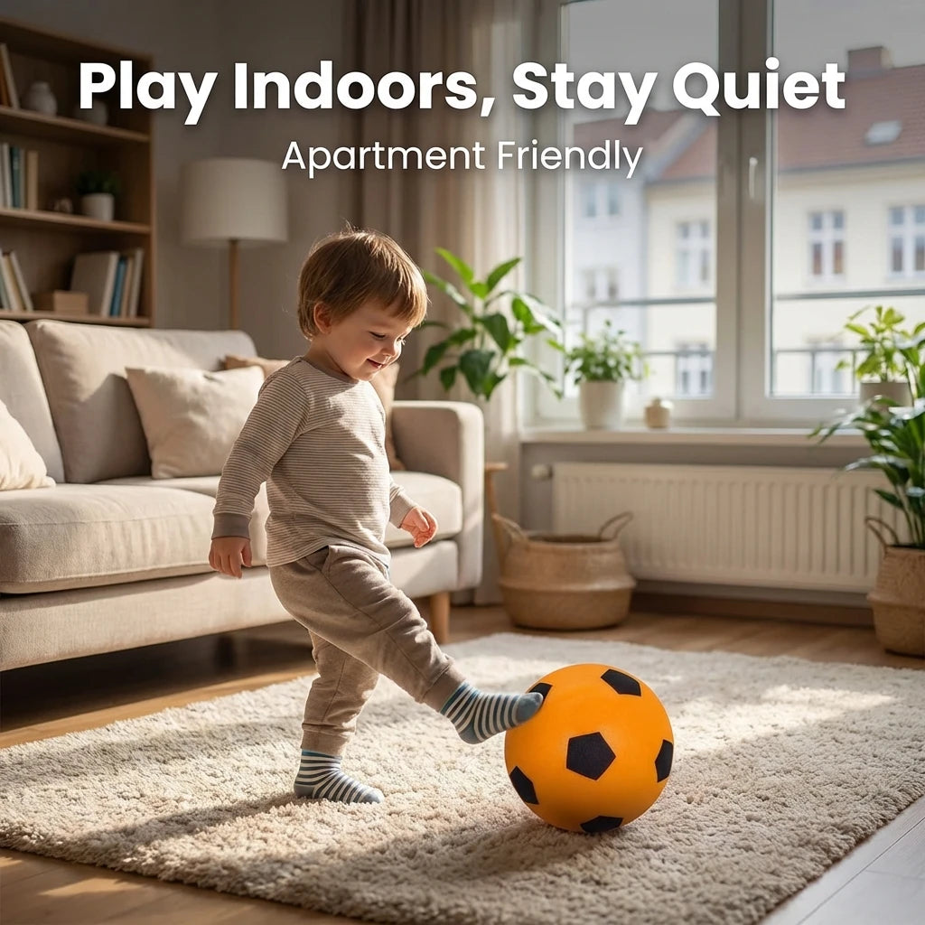 Silent Indoor Soccer Ball, Soft Airless Foam Football for Kids, Quiet Bounce Training Ball, Safe for Home/Living Room
