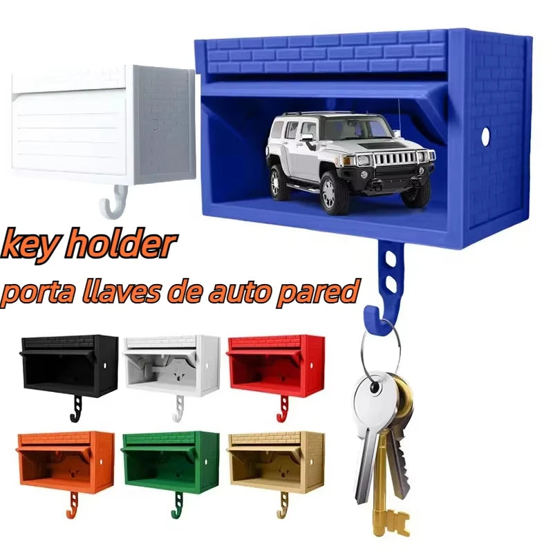 Car Garage Key Holder with Opening Door Wall Hanging Key Holder, Fun 3D Printed Key Organizer, Easy Installation Wall Decoration