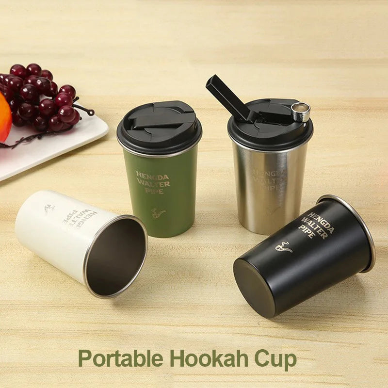 1 Pc Versatile Water Drinking Cups Portable Hookah Outdoor Shisha Stainless Steel Bottles Sheesha Smoking Tool for Dropshipping