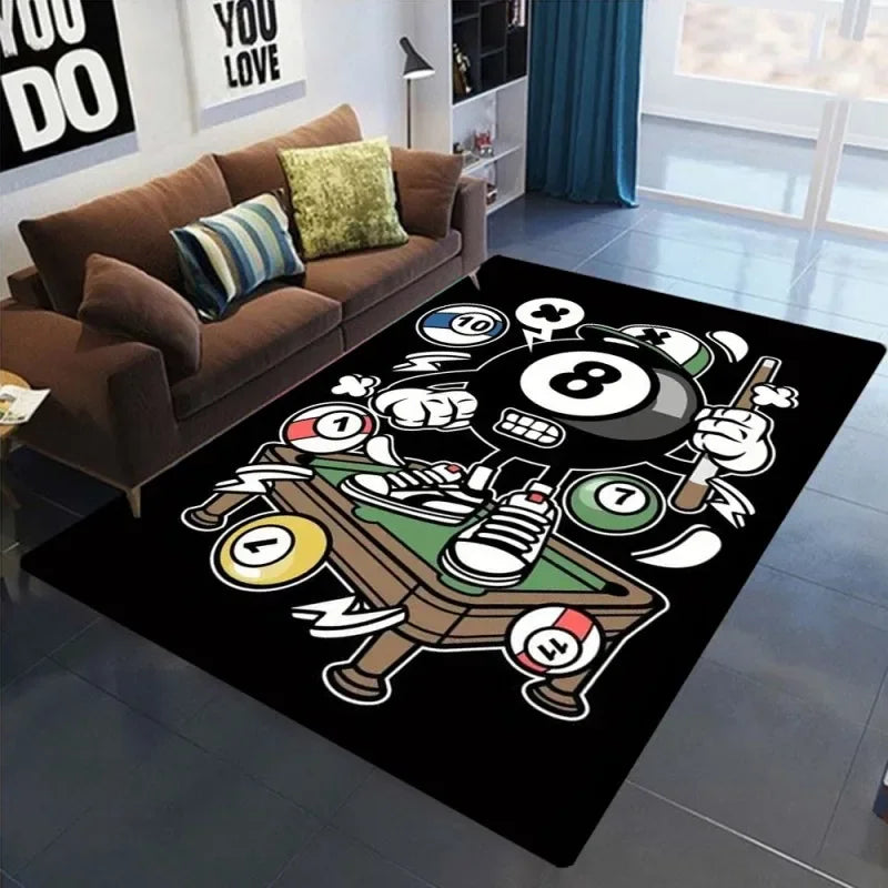 Carpet Simple Black 8 Area Rugs Bedroom Carpet Bearbrick Billiards Black 8 Pool Table Mat Dirt Resistant Carpet Floor Mat