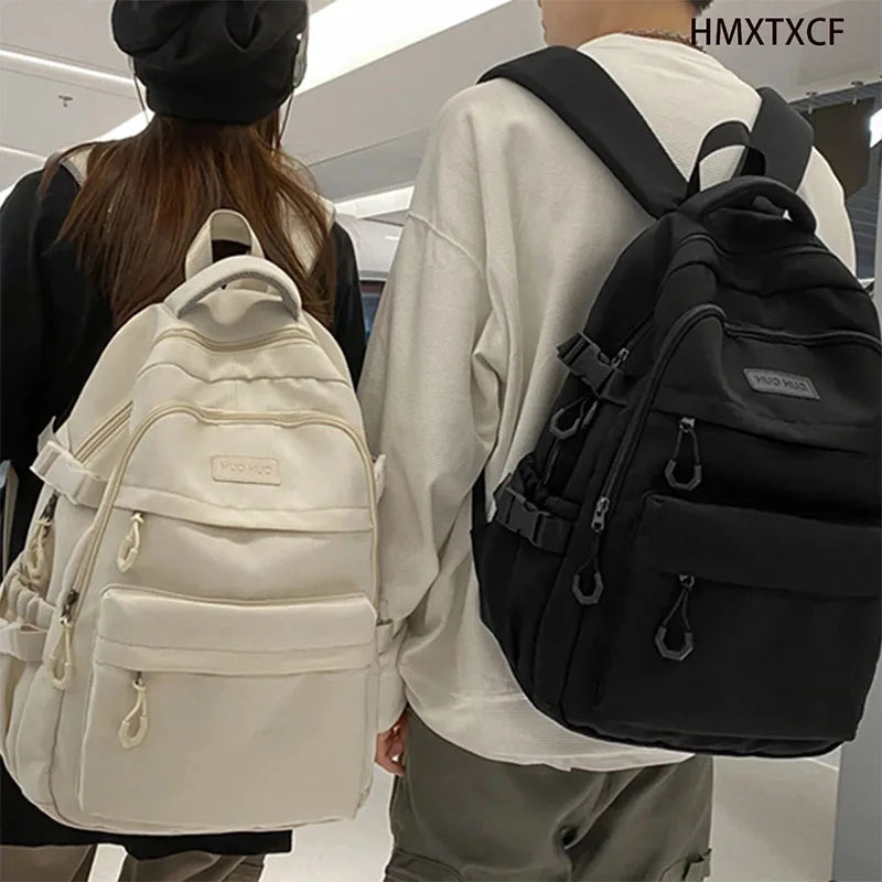 College Style Canvas School Bags For Girls Solid Junior High School Student Schoolbag Korean Version Laptop Backpack Women Boys