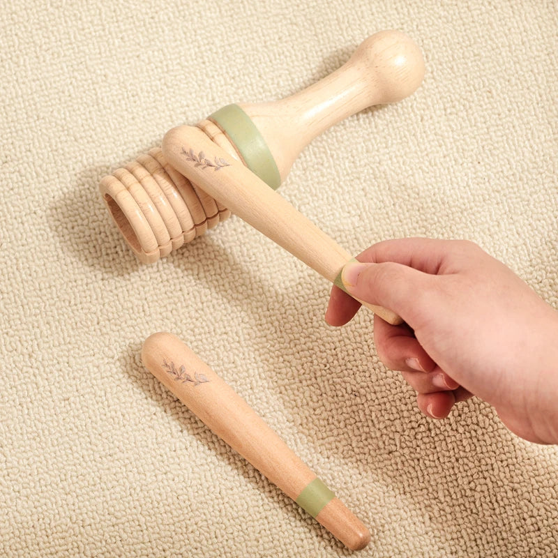 Baby 1-3 Year Montessori Musical Instruments Wooden Musical  Interactive Game Newborn Cartoon Squirrel Pattern Educational Gifts