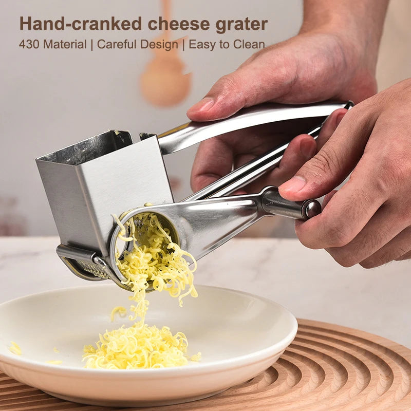 Handheld Rotary Cheese Grater Cheese Hand Grater Kitchen Craft Stainless Steel Cheese Vegetable Grater Shredder With Handle