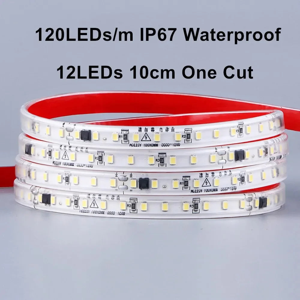 LED Strip Lights 220V 2835 1 20 30 meter 120LED/m 240LED/m Nature Warm White AC 220V Waterproof LED Strips 100 ft Outdoor Light